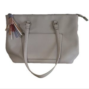 gray with Colourful tassle, zipper along top